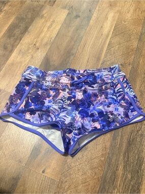 Athleta Girl Cannonball 2.0 Swim Shorts Girls L 12 Purple Floral Board Shorts